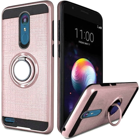 GSA Simplistic Brushed Magnetic Ring Stand Hybrid Case for LG K30 LG K10 (2018) (Rose Gold)