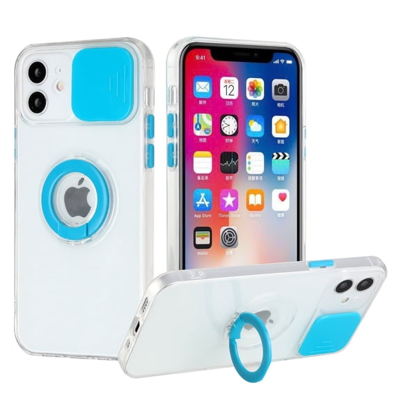 GSA Slick Camera Cover Case w/Ring for iPhone 12 6.1" - Clear/Turquoise