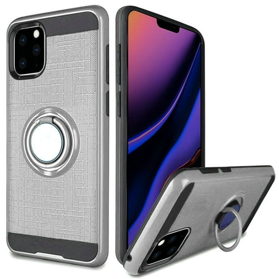 GSA Slim Brushed Case w/Magnetic Ring Stand for iPhone 11 Pro Max (6.5")-Silver