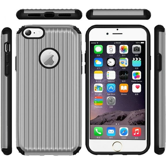 GSA Slim Carry-On Hybrid Case For iPhone 6 Plus, 6S Plus (5.5") Silver/Black