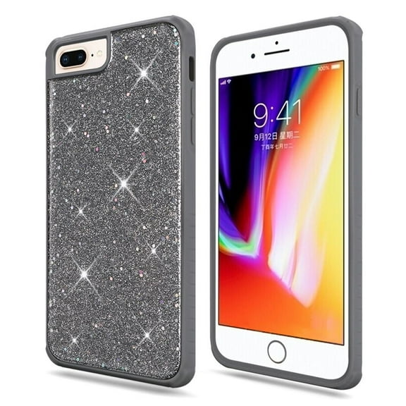 GSA Slim Glitter Hybrid Case For iPhone 8 Plus, 7 Plus, 6 Plus & 6S Plus (5.5") - Silver