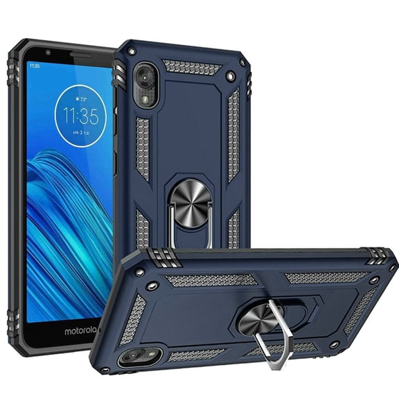 GSA Slim Shockproof Case Magnetic Ring for Motorola Moto E6 Blue/Black