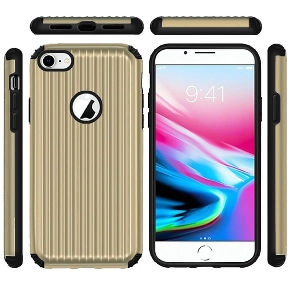 GSA Slim Tough Hybrid Case For iPhone SE (2022-20), 8, 7 (4.7") Gold/Black