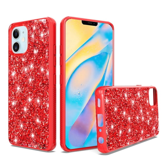 GSA Sparkle Glitter Bling Hybrid Case For iPhone 12 Mini (5.4") Red