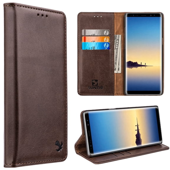 GSA Stand Leather Wallet For Samsung Galaxy Note 8, Brown