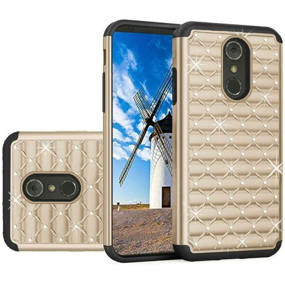 GSA Studded Rhinestone Bling Diamond Case for LG Stylo 4 Gold