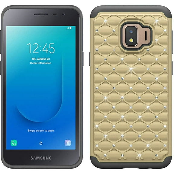 GSA Studded Rhinestone Hybrid Case For Samsung Galaxy J2/J2 Core - Gold/Black