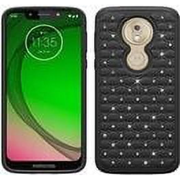 GSA Studded Rhinestone Hybrid Case for Motorola Moto G7 Play, XT1952 - Black