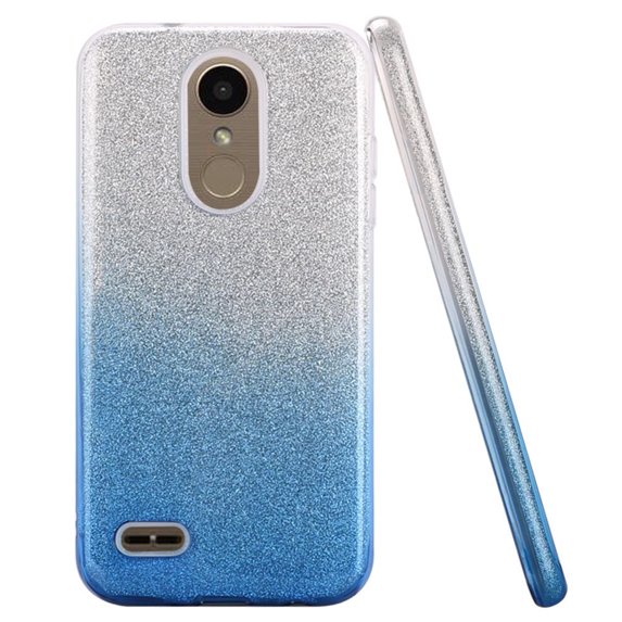 GSA TPU Shiny Glitter Two Tone Hybrid Case for LG Aristo 2,3, 3 Plus, Blue
