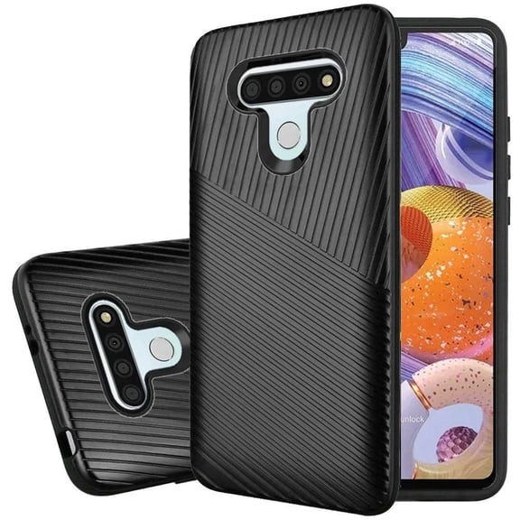 GSA Texture Embossed Hybrid Case For LG Stylo 6 - Black