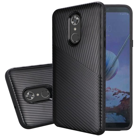 GSA Textured Embossed Lines Cover Case for LG Stylo 4 (Black)