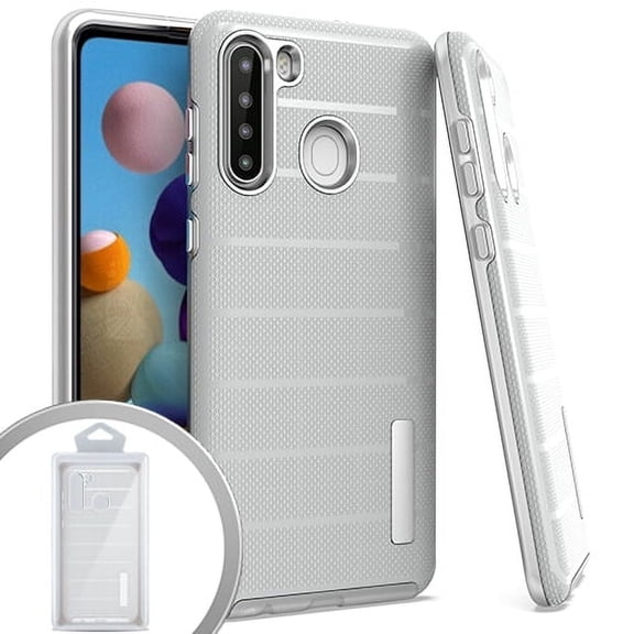 GSA Textured Stripe Case for Samsung Galaxy A21 - Silver