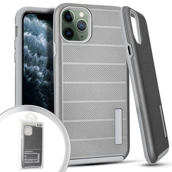 GSA Textured Stripe Hybrid Case for iPhone 11 Pro (5.8") - Silver