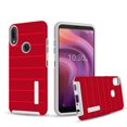 thumbnail image 1 of GSA Textured Stripe Shockproof Hybrid Case for Alcatel 3V (2019) - Red/Silver, 1 of 1