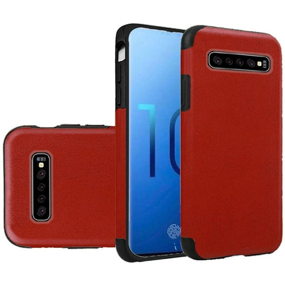 GSA Thin Leather Hybrid Case for Samsung S10 Plus (6.4") - Red