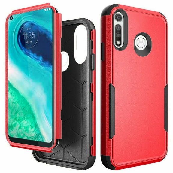 GSA Tough Shockproof Hybrid Case for Motorola Moto G Fast - Red/Black