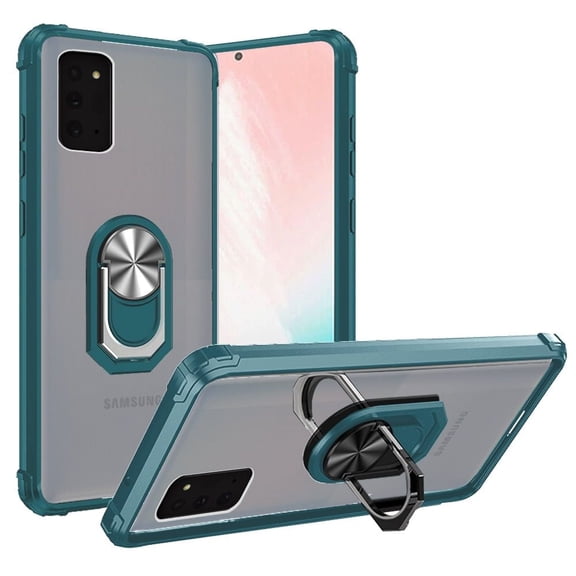 GSA Transparent Bumper Case w/Ring Stand for Samsung Galaxy Note 20 - Clear/Green