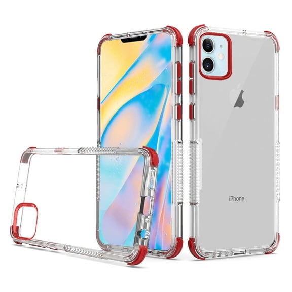 GSA Transparent Hybrid Bumper Case for iPhone 12 Mini (5.4") Clear & Red