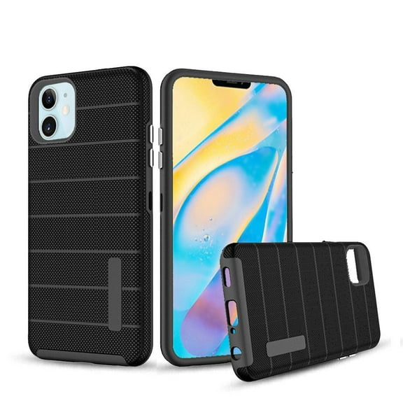 GSA Tuff Armor Stripes Hybrid Case for iPhone 12 Mini (5.4") Black