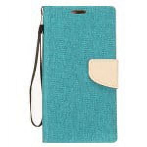 GSA Two-Tone Denim Flip Wallet Case for Motorola Moto G7 Power & Supra - Teal/Tan