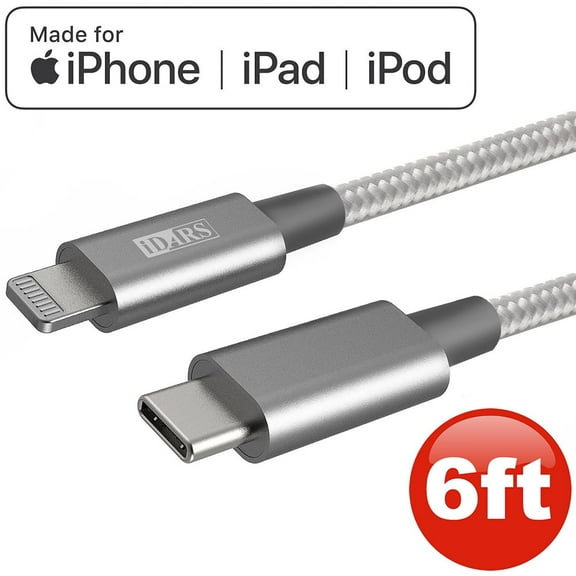 GSA Universal Idars 6-Ft Usb-C To Lightning Cable (Mfi Certified) - White