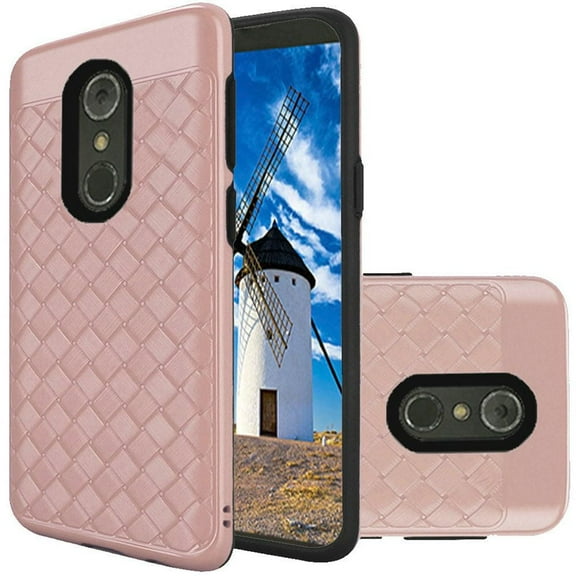 GSA Woven Textured Design Dual Layer Hybrid Case For LG Stylo 4 Rose Gold