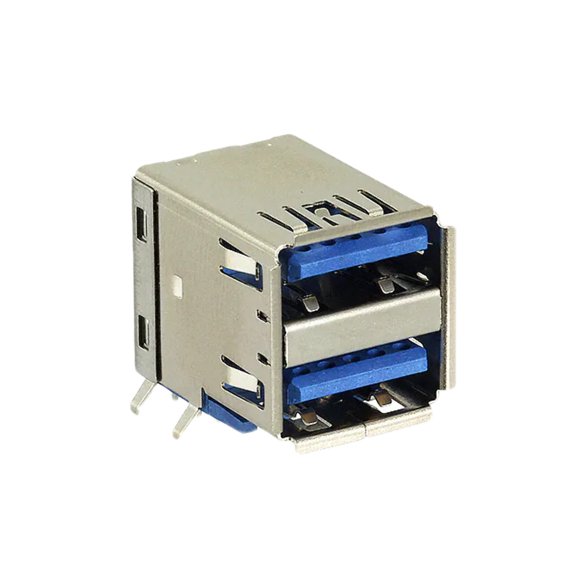 GSB4112312HR USB-A (USB TYPE-A), Stacked USB 3.2 Gen 2 (USB 3.1 Gen 2, Superspeed + (USB 3.1)) Receptacle Connector 18 Position Through Hole, Right Angle