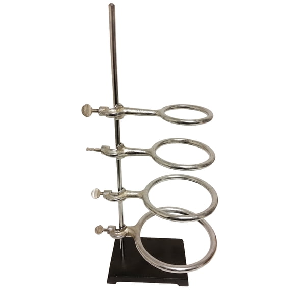 Support Stand with Cast Iron Base Size 6x9 with 24" Rod and Steel Rings Size 3", 4", 5" & 6" diameter.