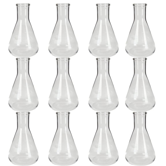 Flask - Erlenmeyer Flask, Conical Shape, Standard Neck, 100ml capacity. Made from Borosilicate Glass, that is resistant to thermal shock and a good fit for any laboratory, science classroom, or
