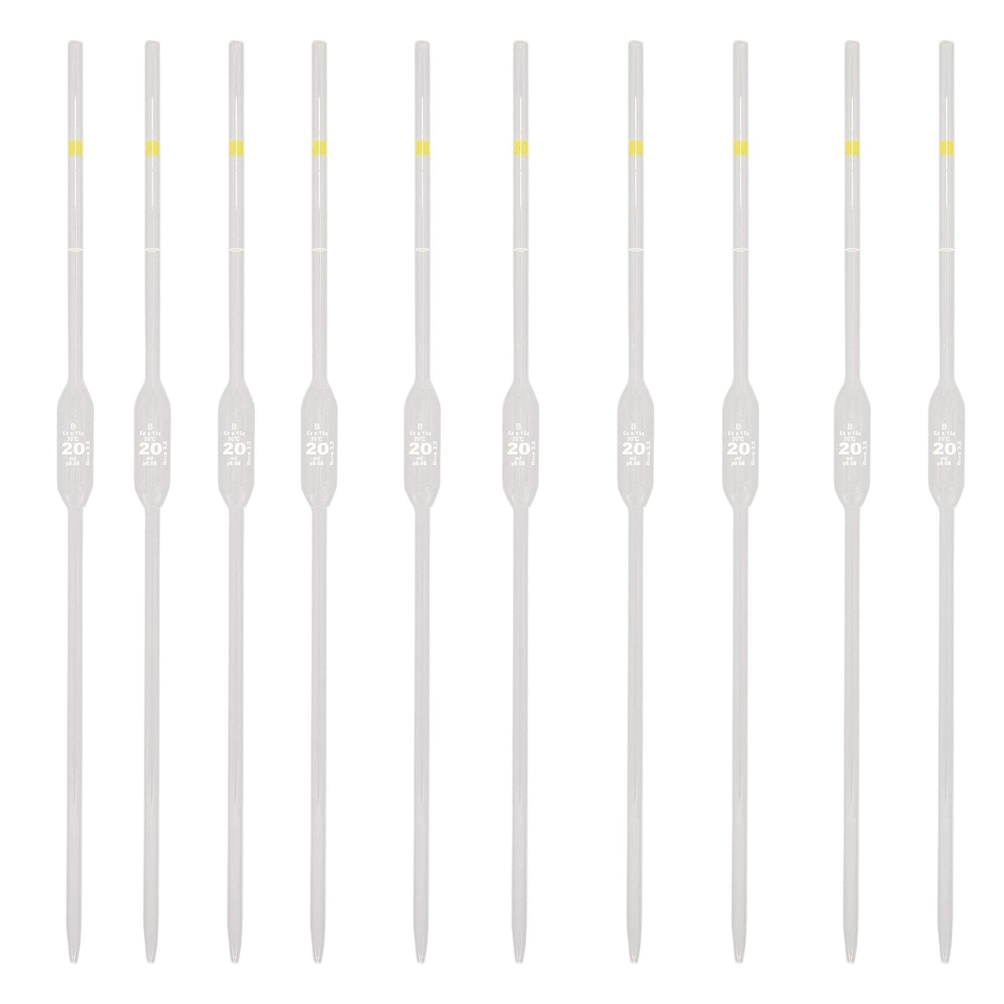 Volumetric Pipette, 20ml Capacity.  Pack of 10.