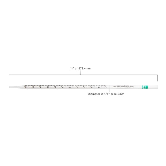 Pipette Serological, 2ml Capacity by 0.02ml, Plastic, Sterile, Color Coded.