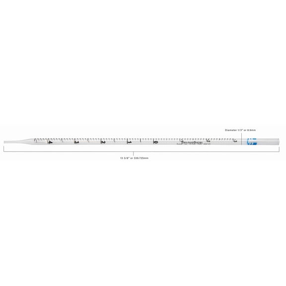 Pipette Serological, 5ml Capacity by 0.1ml, Plastic, Sterile, Color Coded.