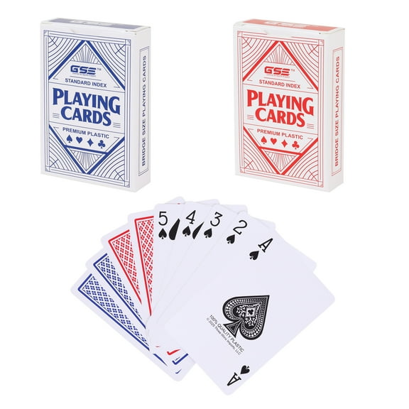GSE Games & Sports Expert 2-Deck 100% Waterproof Plastic Playing Cards, Standard Regular Index, Poker Size, Perfect for Outdoor Camping, Beach & Pool, Travel