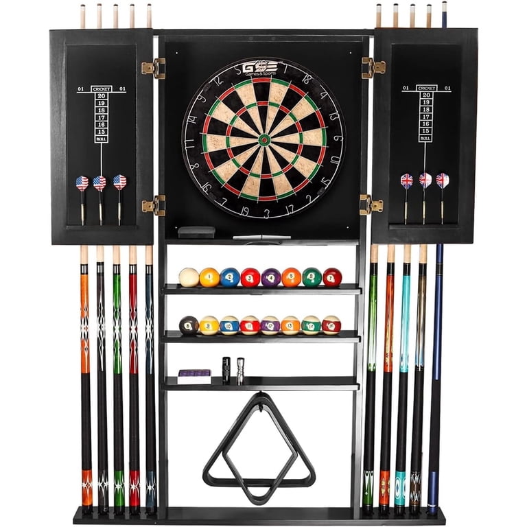 Joe Porper Portable 4-Cue Rack - Black Pool & Billiards Stick Holder With Table Clamp