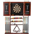 thumbnail image 1 of GSE Games & Sports Expert 10 Cue Wall Mounting Billiard Cue Rack & Dart Board Cabinet Combination, Hanging Wall Pool Stick Holder & Dartboard - Mahogany, 1 of 7