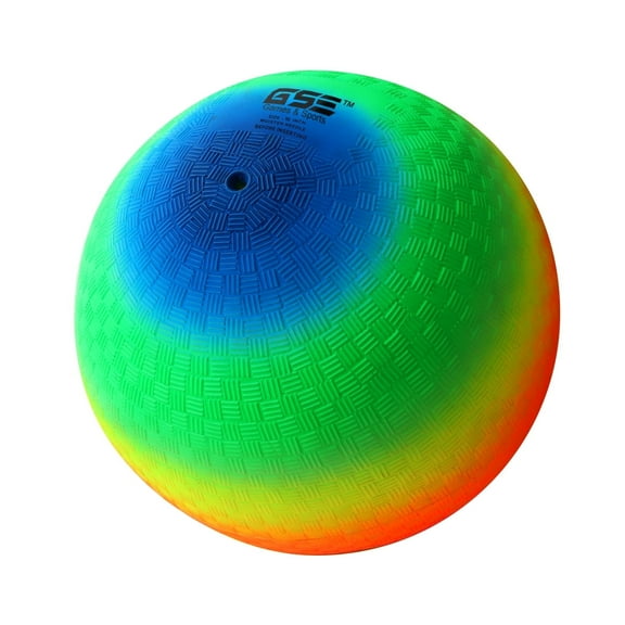 GSE Games & Sports Expert 10-Inches Rainbow Classic Inflatable Playground Ball, Kickball, Dodgeball, Handball for Kids Schools Indoor/Outdoor Play
