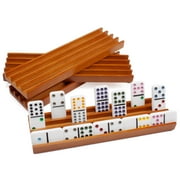 GSE Games & Sports Expert 10" Wooden Domino Racks Trays Holders Organizer for Mexican Train, Chicken Foot, Other Domino Games (Set of 4)