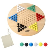 GSE Games & Sports Expert 11.5" Wooden Classic Chinese Checker Board Game Strategy Game with 66 Wood Marbles for Family Party, Game Night, Camping Trip