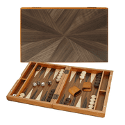 GSE Games & Sports Expert Premium Wooden Inlay Backgammon Board Game Set. Classica Folding Backgammon Game with Game Pieces