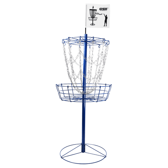 GSE Games & Sports Expert 12 Chains Portable Disc Golf Targets Basket. Metal Flying Disc Golf Practice Basket for Outdoor Backyard, Schoolyard and Basketball Gym - Blue