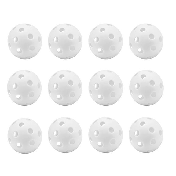 GSE Games & Sports Expert 12-Pack of Airflow Plastic Hollow Training Balls. Regular Size Practice Golf Balls for Home, Backyards, Indoor Simulators and Golf Range Practice, Training Aids - White