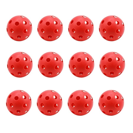 GSE Games & Sports Expert 12-Pack Indoor/Outdoor Plastic Hollow Practice Golf Balls, Airflow Training Golf Balls-Red