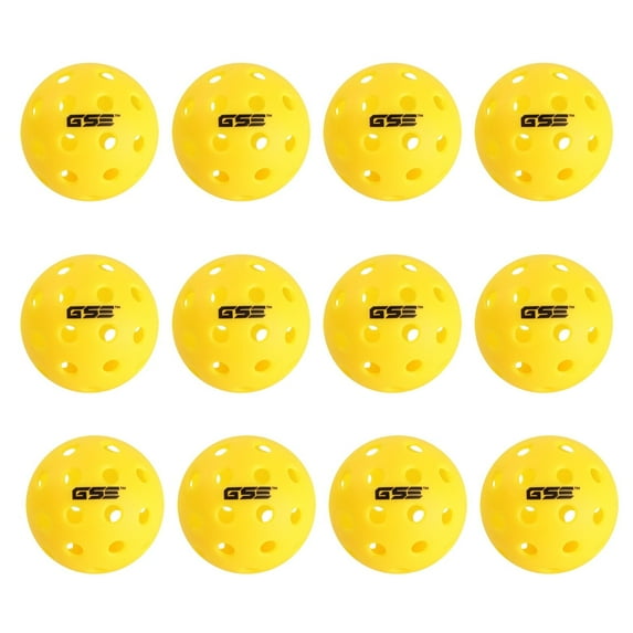 GSE Games & Sports Expert 12-Pack Outdoor Pickleball Balls Set. Standard 40 Holes Pickleball Ball Meet USAPA Standard Yellow