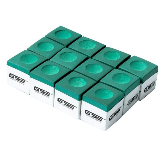 GSE Games & Sports Expert 12-Pack of Billiard Pool Cue Chalks. Pool Cue Table Accessories for Home Games, Bar, Club, Tournaments (6 Colors Available)