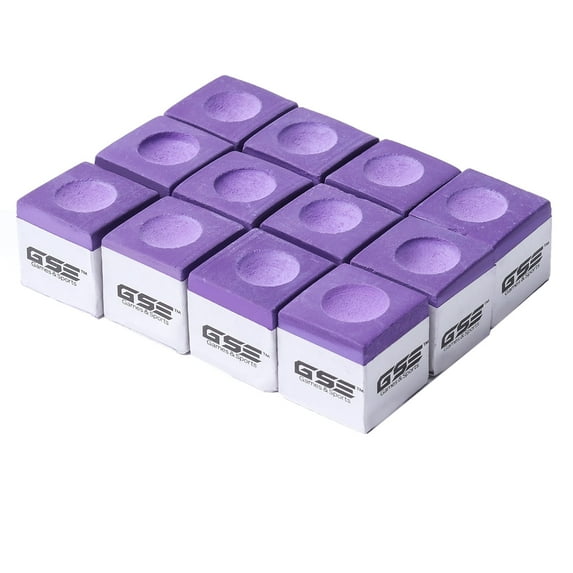 GSE Games & Sports Expert 12-Pack of Billiard Pool Cue Chalks. Pool Cue Table Accessories for Home Games, Bar, Club, Tournaments (6 Colors Available)