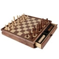 thumbnail image 1 of GSE Games & Sports Expert 15" 2-in-1 Large Wooden Chess and Checkers Board Game Combo Set Chess Board Game with Storage Drawer,32 Chessman and 30 Pieces Checkers, 1 of 8