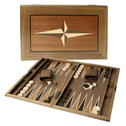 GSE Games & Sports Expert Premium Wooden Inlay Backgammon Board Game Set. Classica Folding Backgammon Game with Game Pieces