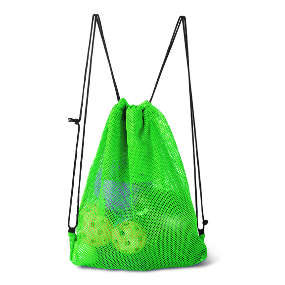 GSE Games & Sports Expert 19"x15" Mesh Drawstring Sport Ball Bag. Sports Equipment Backpack Bag for Sport Ball, Team Practice, Swimming, Gym, Camping Gear, Laundry  - Green