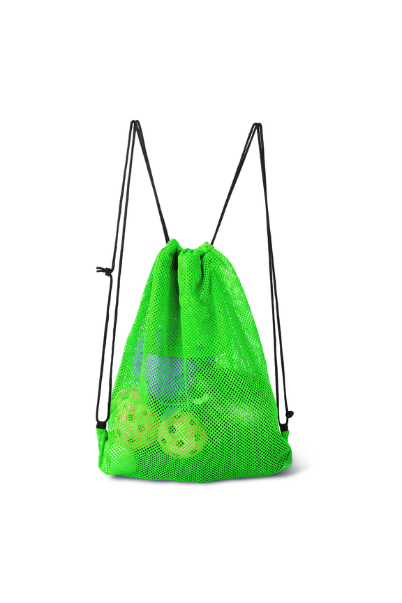 19"x15" Mesh Drawstring Sport Ball Bag. Sports Equipment Backpack Bag for Sport Ball, Team Practice, Swimming, Gym, Camping Gear, Laundry - Green