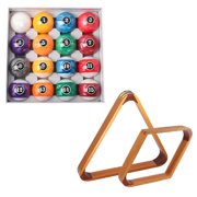 GSE Games & Sports Expert 2-1/4" Professional Pool Balls Set with 8-Ball Triangle & 9-Ball Diamond Pool Ball Racks, Billiard Balls and Racks Set - Pearl Style, Oak
